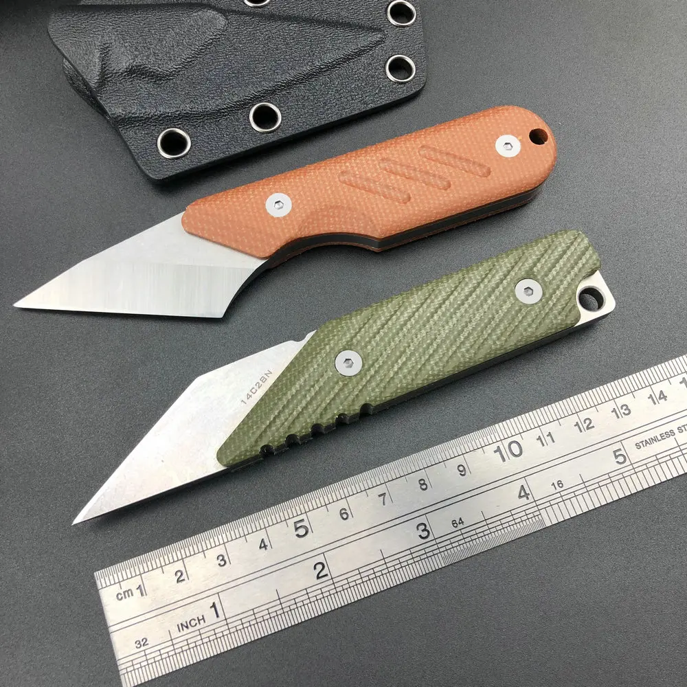 

TRSKT 14C28n Necker Knife,Cool Csgo Knives,Outdoor Tactical Unboxing knife Micarta Handle With Kydex Gift Tools Dropshipping