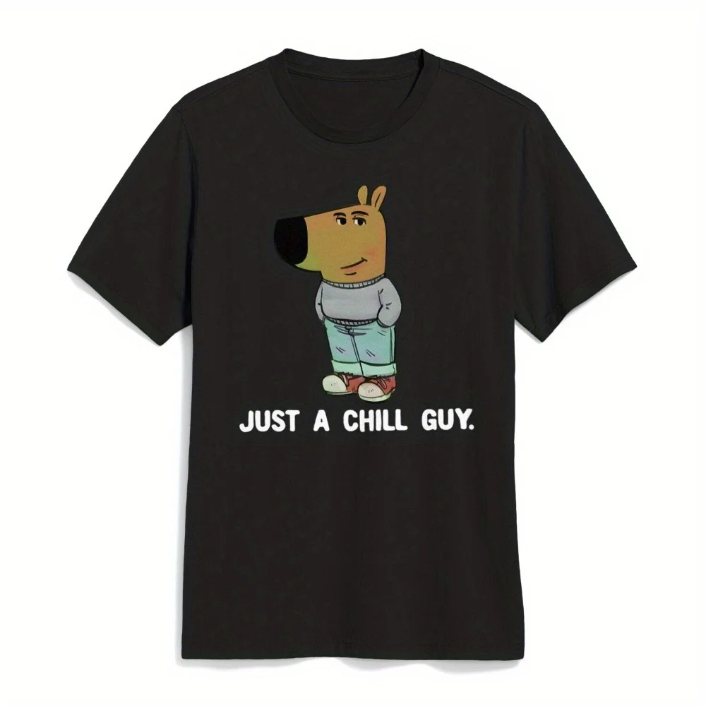 Quirky Casual Chill Guy Dog Meme T-Shirt Soft Cotton Casual Fit for All Seasons Perfect for Outdoor Activities Parties