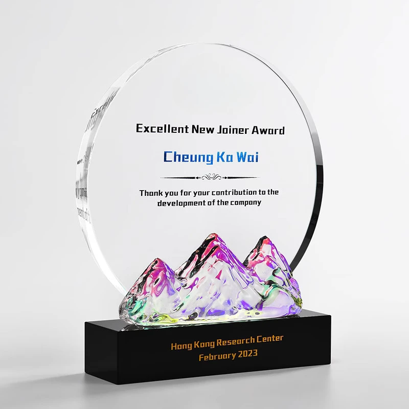 Customized Colored Glaze Crystal Trophy, Competition Award Annual Meeting Souvenir, Home Decoration Outstanding Staff Medal, 1Pc