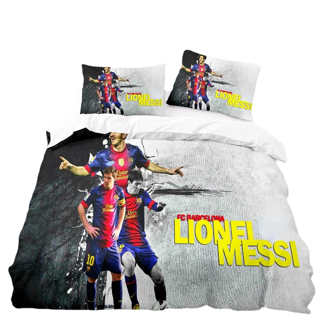 Teen Boys Lionel Messi Bedding Set Teen Soccer Star 3D Sheet Messi Duvet Cover, Football Club Quilt Cover Pillowcases Fashion