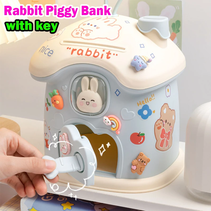 Piggy Bank Children House Coin Holder Piggy Banks Safe Box Mysterious Box Cute Room Decor Cash Savings Bill Money Back to School