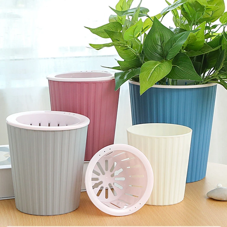 Lazy Flower Pot Automatic Water Absorption Flower Pot Resin Plastic Circular Flower Pot Environmentally Friendly No Watering