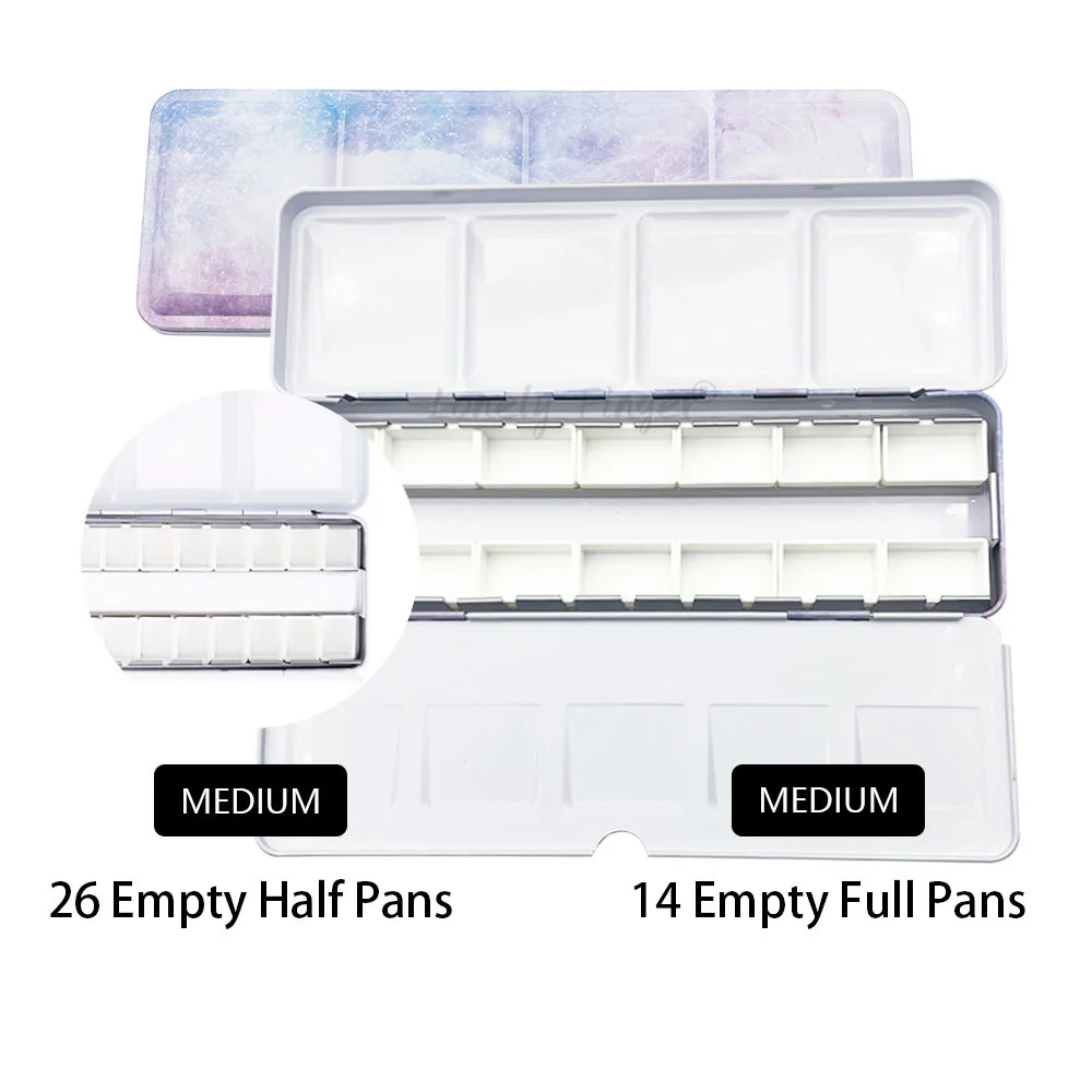 Empty Watercolor Tin Palette: Travel Water Color Paint Palette with 14/26 Pans - Portable Watercolor Box with Mixing Tray lid