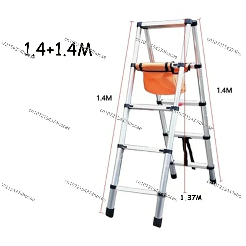 Home Herringbone Ladder Aluminum alloy Thickening Walkable Engineering Ladder Household Folding Telescopic Ladder (1.4m/1.7m)