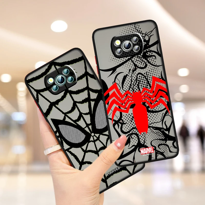 Marvel LOGO Venom Cool Frosted Translucent For Xiaomi Mi Poco X5 X4 X3 M6 M5S M5 M4 M3 F5 F4 F3 GT Pro 5G Funda Phone Case