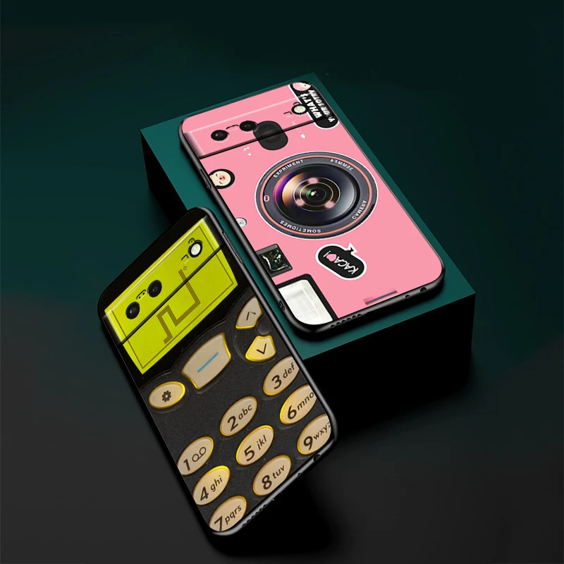 Retro Camera Games For Google Pixel 9 8 7A 7 6A 6 5A 5 4 4A XL 5G Black Silicon Shockproof Shell Back Phone Case