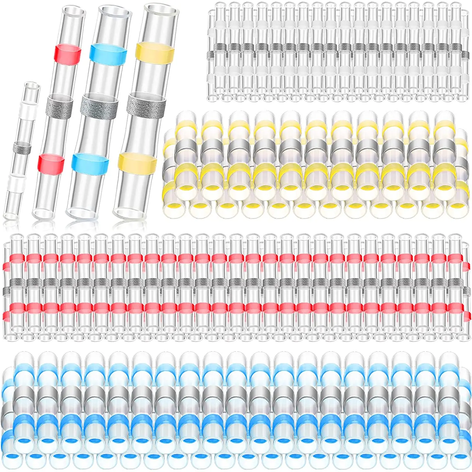 200/100PCS Waterproof Solder Seal Sleeve Splice Terminals Heat Shrink Electrical Wire Connector Butt Connectors Kit Assortment