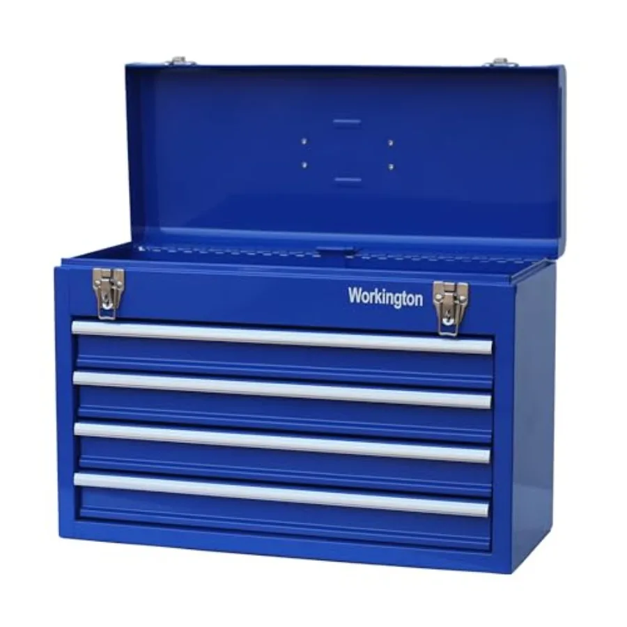 

Портативный металлический ящик для инструментов с 4 выдвижными ящиками, 20 дюймов, с шарикоподшипниковыми направляющими, стальной органайзер для хранения инструментов