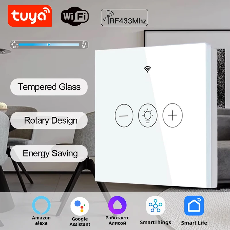

Tuya Smart WiFi Dimmers Switch EU/US Wall Touch Switch LED Light Smart Life APP Wireless Remote Control Voice for Alexa Google