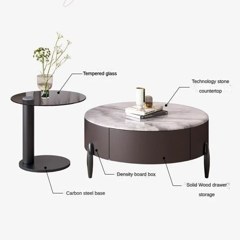 Wholesale price customized Technology stone new simple Nordic living room furniture modern coffee table with drawer storage