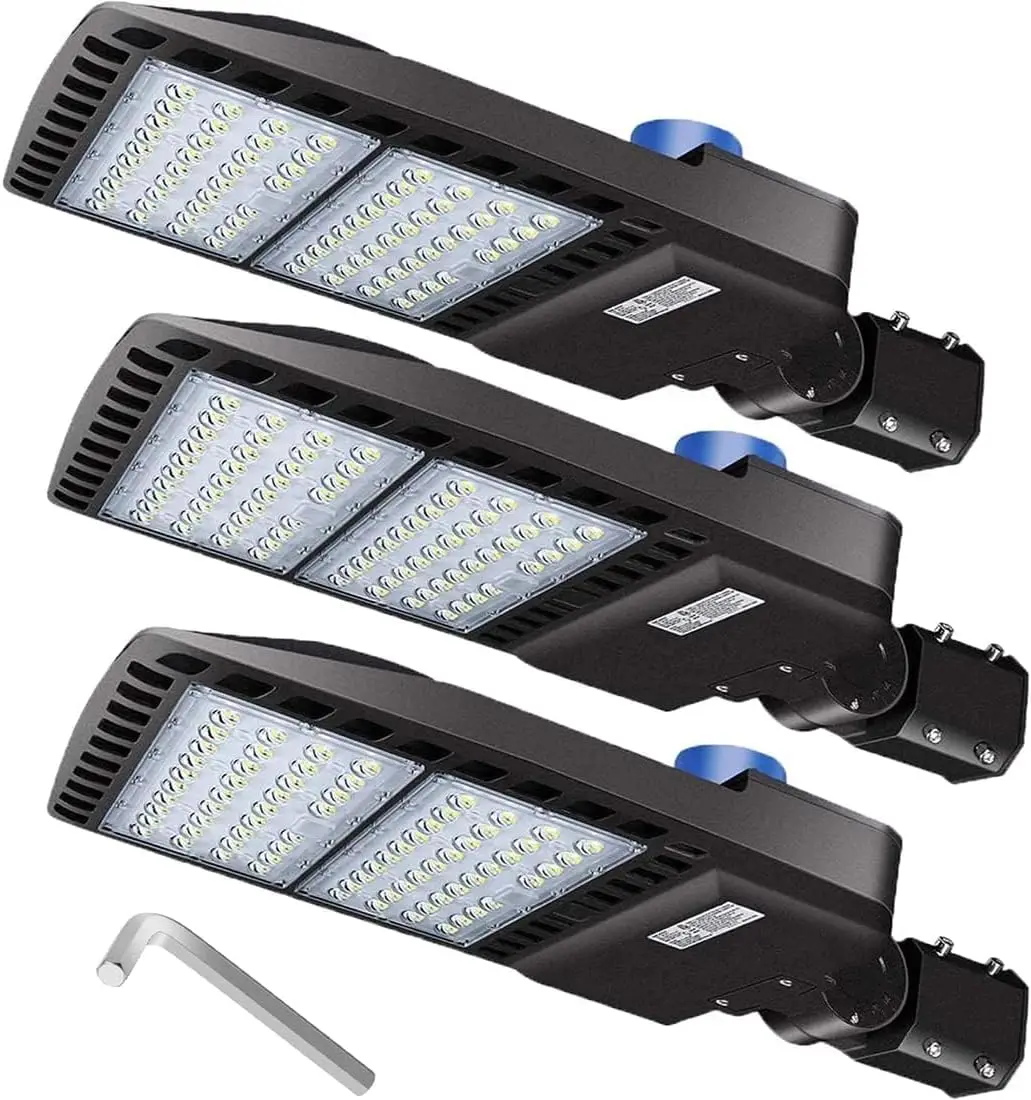 

3 Pack LED Parking Lot Lights with Photocell Slip Fitter 26000lm Outdoor Dusk to Dawn Commercial Shoebox Pole Lighting Flo