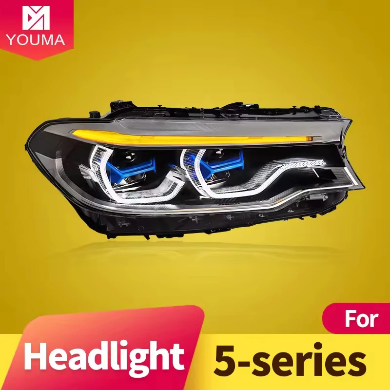 Full LED Headlight Assembly for BMW 5 Series G38 G30 2018-2020 Dual Beam Projector Lens LED DRL Sequential Dynamic Turn Signal