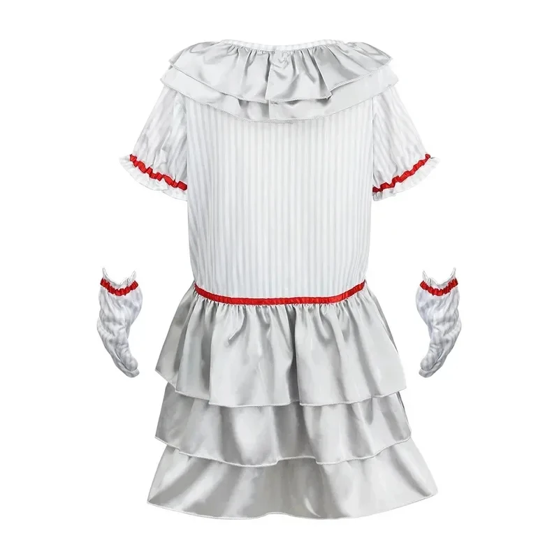 ABC123Halloween It Pennywise Little Costumes Scary Clown Girl Kid Cosplay Uniform Halloween Costume Girlb;6'j,k.9;a view 5