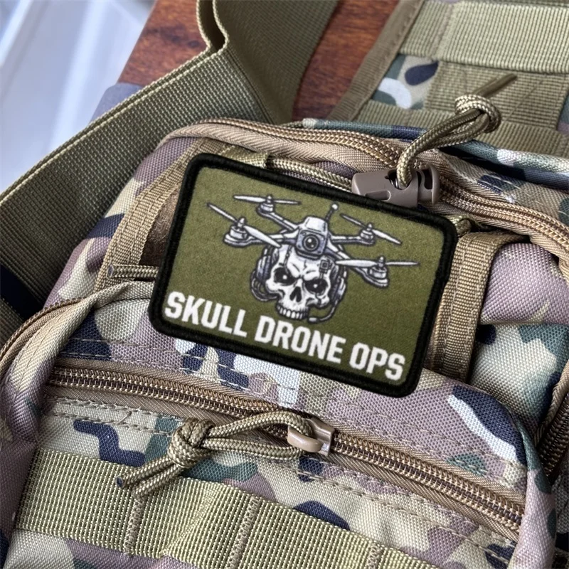 Parche táctico velcro Skull Drone Ops estampado militar para ropa - imagen 2