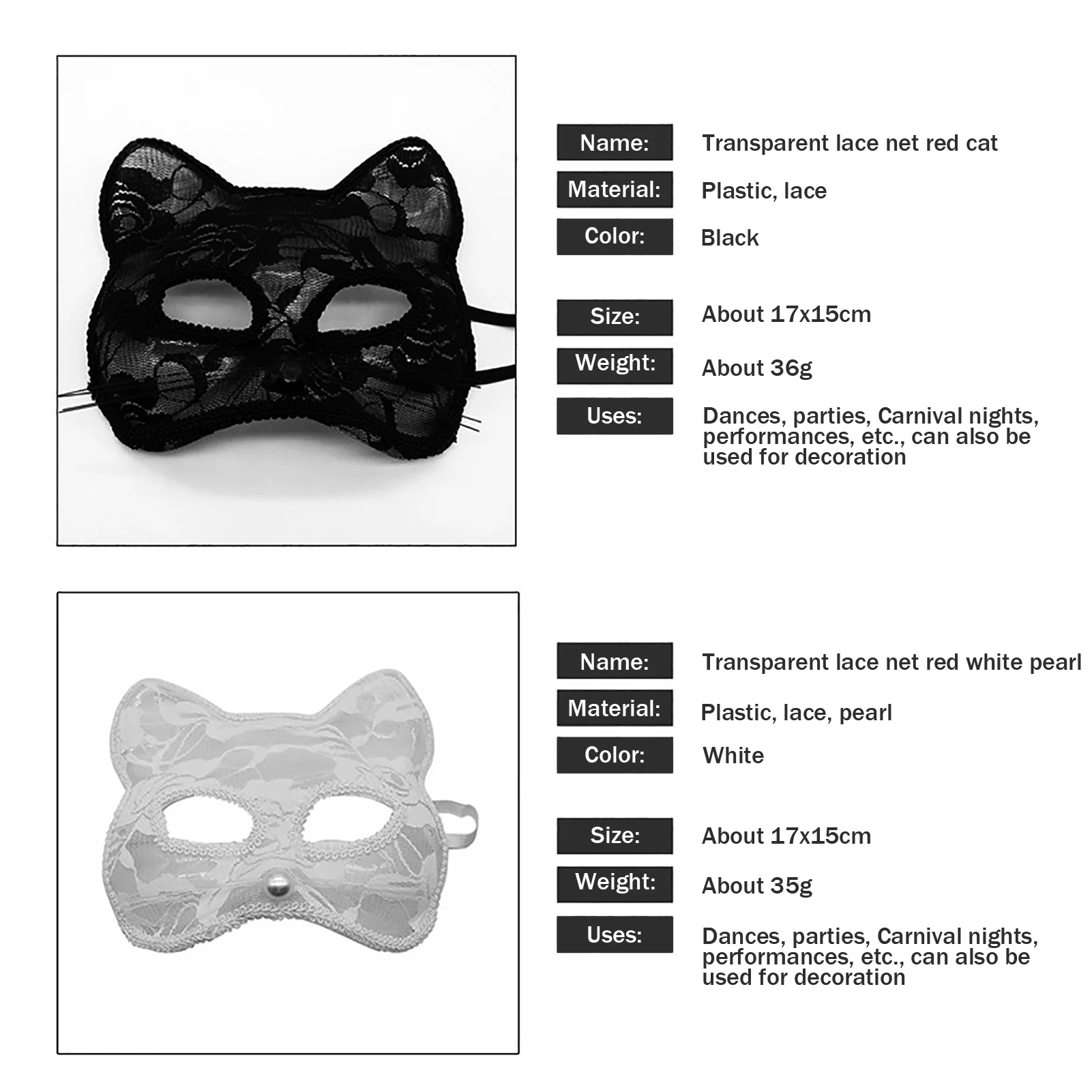 Sexy Lace Luxury Cat Mask Lightweight Innovative Party Favor for Easter Party Props