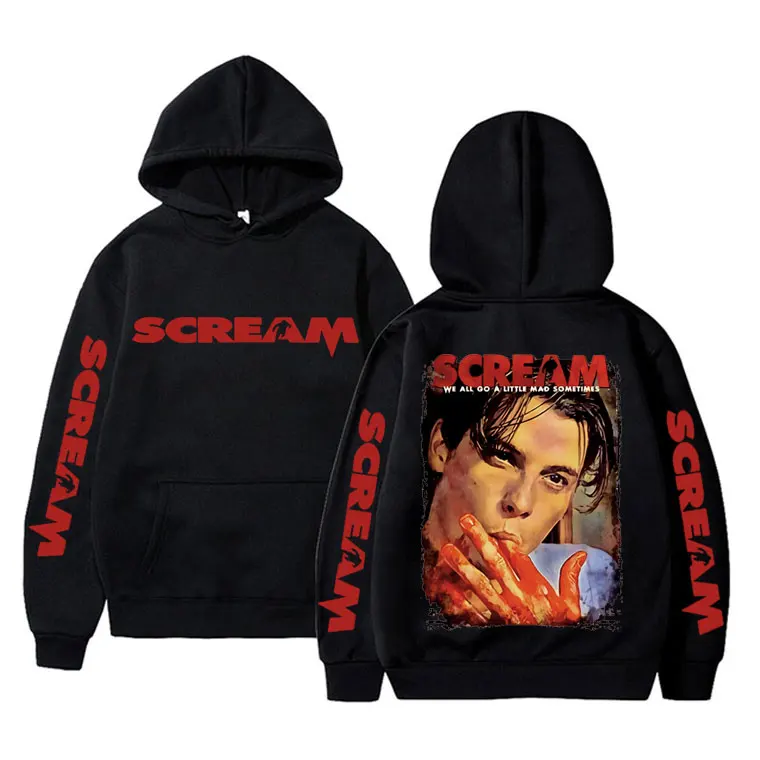 

Vintage 90s Horror Movie Scream Graphic Hoodie Billy Loomis Print Hoodies We All Go A Little Mad Billy Halloween Fans Sweatshirt