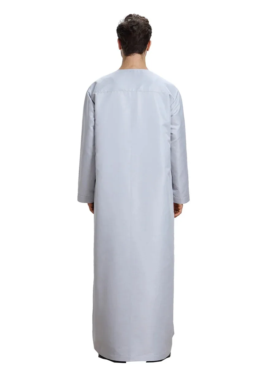 Einfarbige Thobe für arabische Herren – traditionelle arabische Robe für formelle und tägliche Kleidung |   Bequemer, atmungsaktiver Stoff, locker sitzendes Design