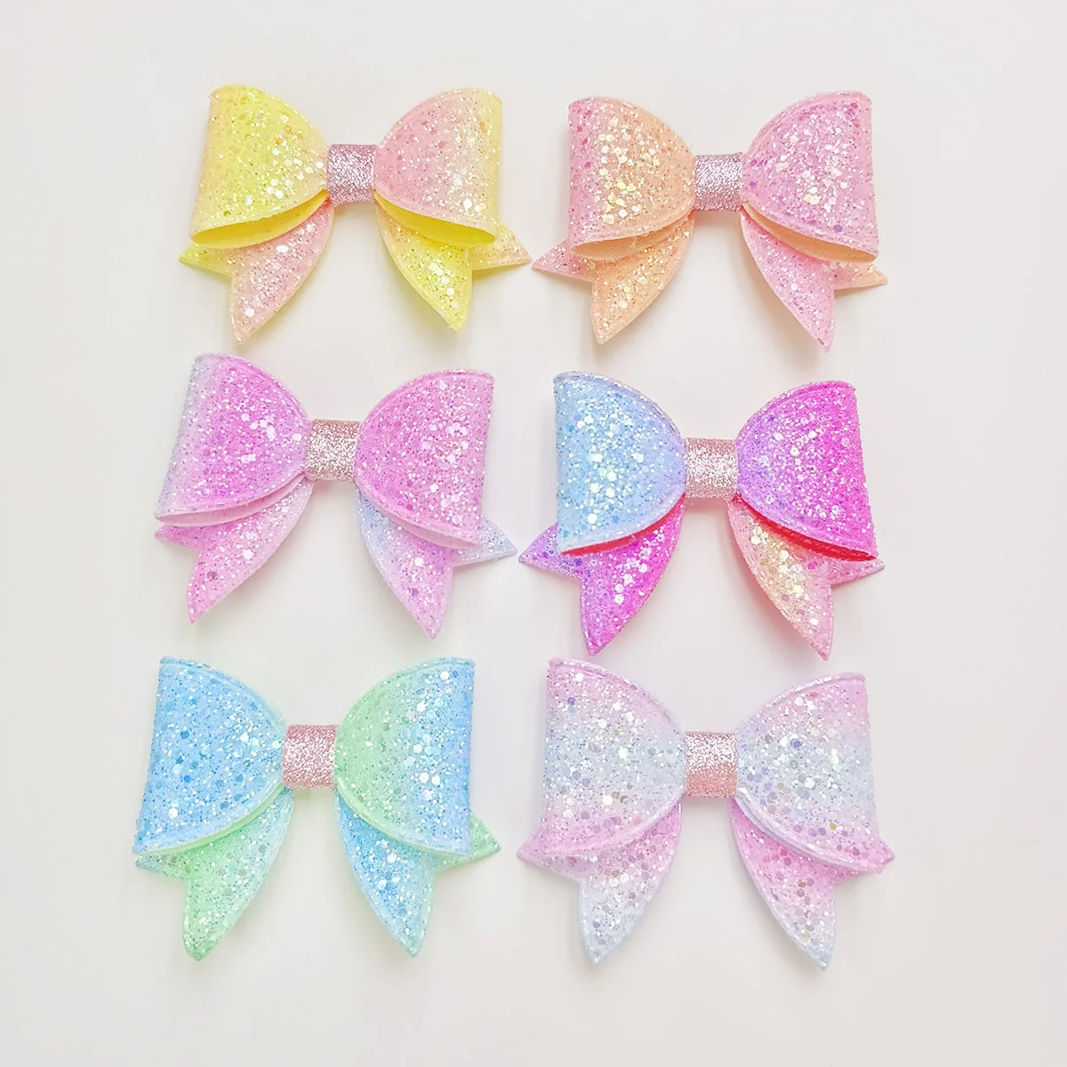 

57 мм x 80 мм блестящий красивый градиентный бант 50 шт. DIY головные уборы головной убор сумка аксессуары украшения ремесла