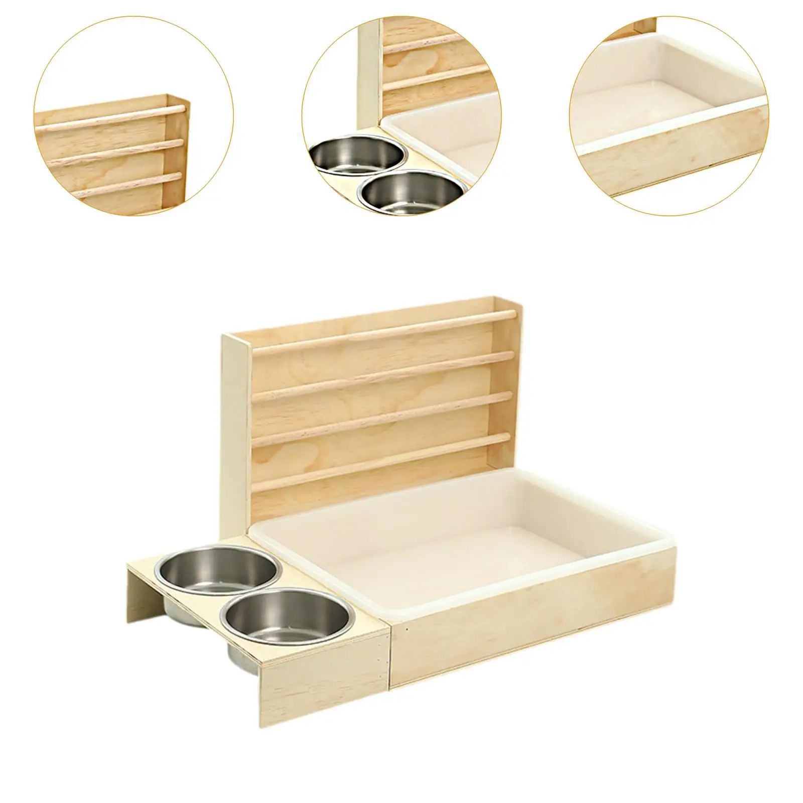 Wooden Bunny Hay Feeder with Box Playground Interactive Litter Box Guinea Pig Foraging Toy for Rabbit Hamster Chinchilla Bunny