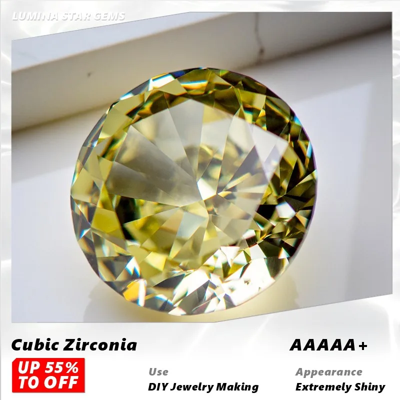 

L-Wholesale Cubic Zirconia Round Shape Olive Yellow Color Crushed Ice Cut Loose Synthetic for DIY Necklace Earrings Main Materia