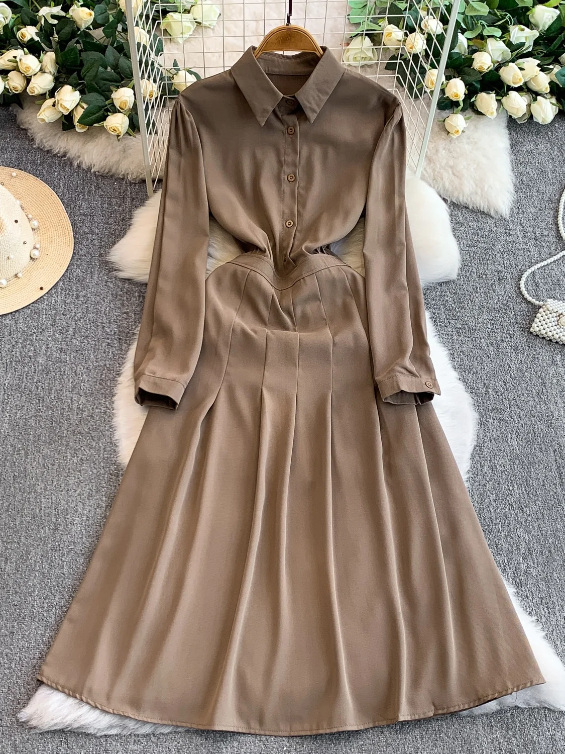 Ele Satijn Lange Sve Wrap Taille A-lijn Dr Dames Herfst Winter Afslankende Hoge Taille Jurk Traditionele Chinese Sle