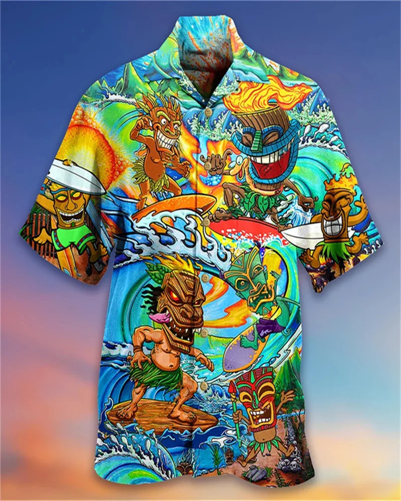 De Nieuwe Losse Ademende 3d Print Trendy Cool Fashion Hawaiian Shirts Strandparty Tops Korte Mouwen Heren Heren