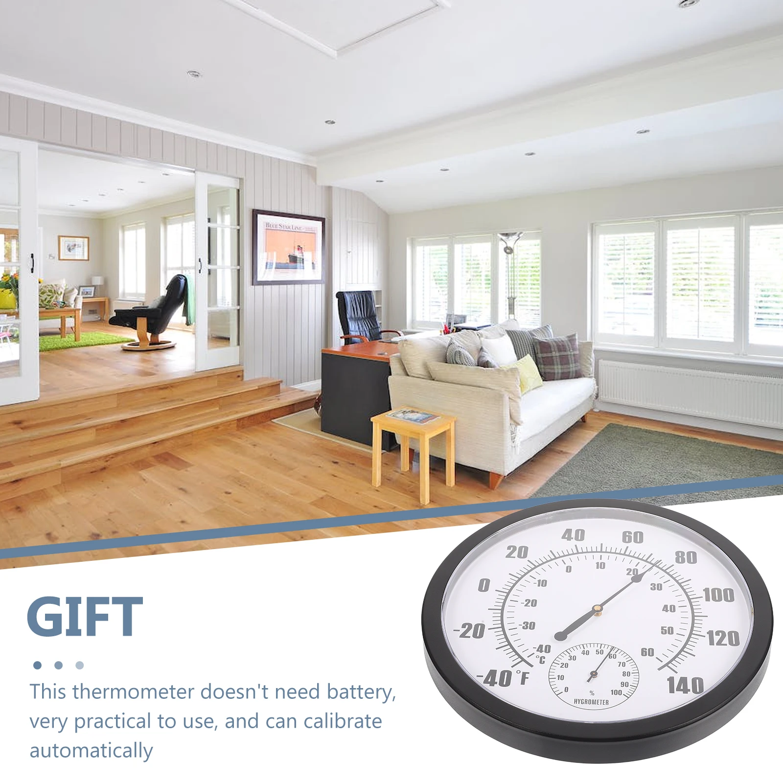 

Indoor Outdoor Thermometer Wall Hanging Durable Large Numbers Thermometer Weather Hygrometer Temperature Humidity Gauge