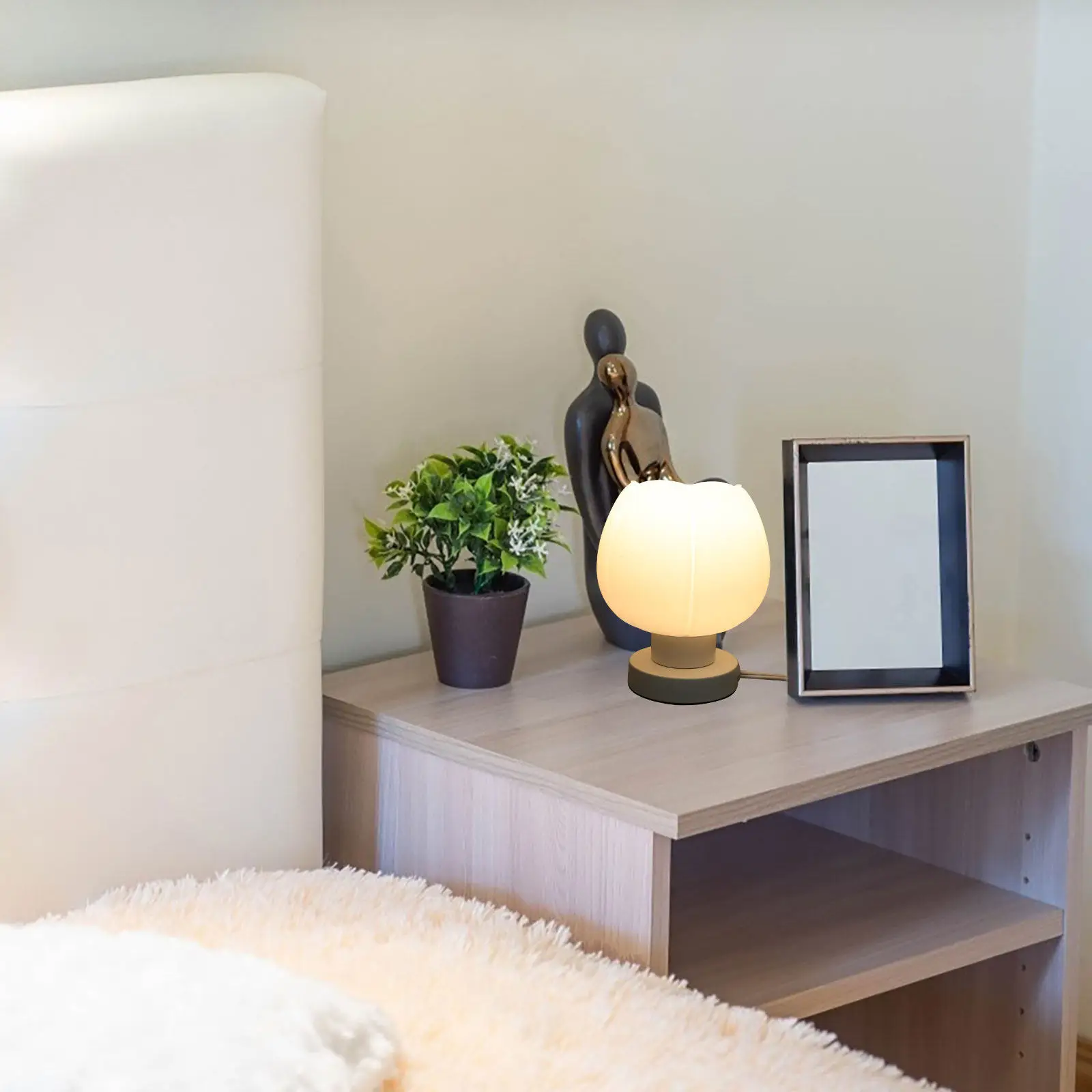 

1 set 1 Set Touch Dimming Table Lamp Glass Wood Desktop Light For Bedroom Living Room Bedside Night Light Decorative Table Lamp