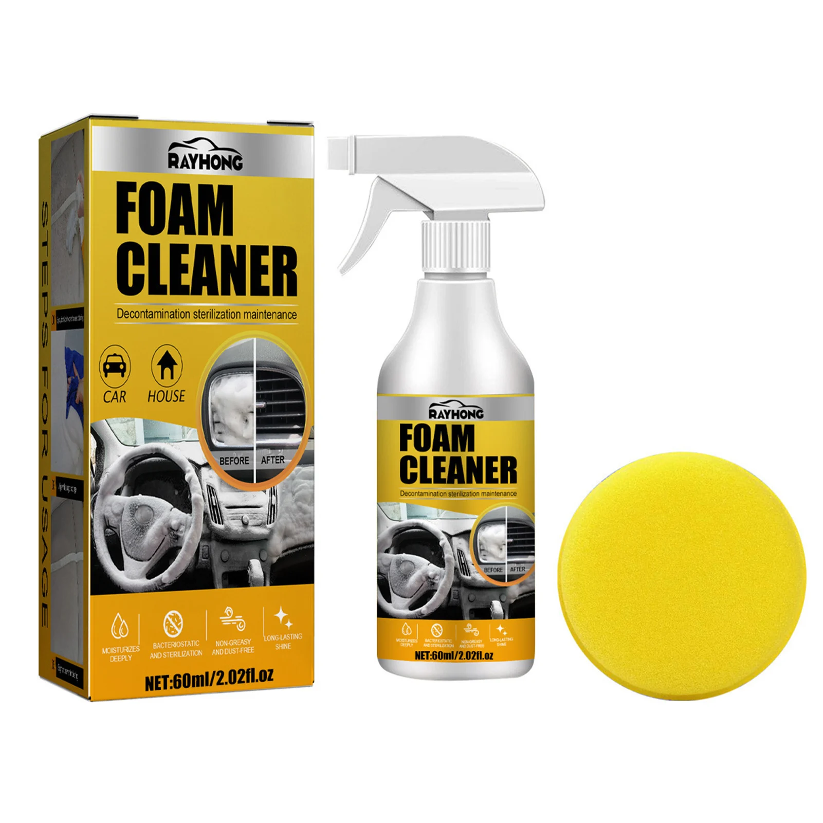 Car Interior Seat Foam Cleaner Long Service Life Eco-friendly Cleaner for Car Roof Footrest Seats