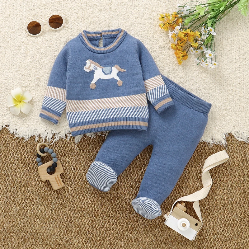 

Весенне-осенне-зимний комплект из 2 предметов для малышей (0-9 мес.): свитер с длинным рукавом и леггинсы, спортивный костюм для новорожденных