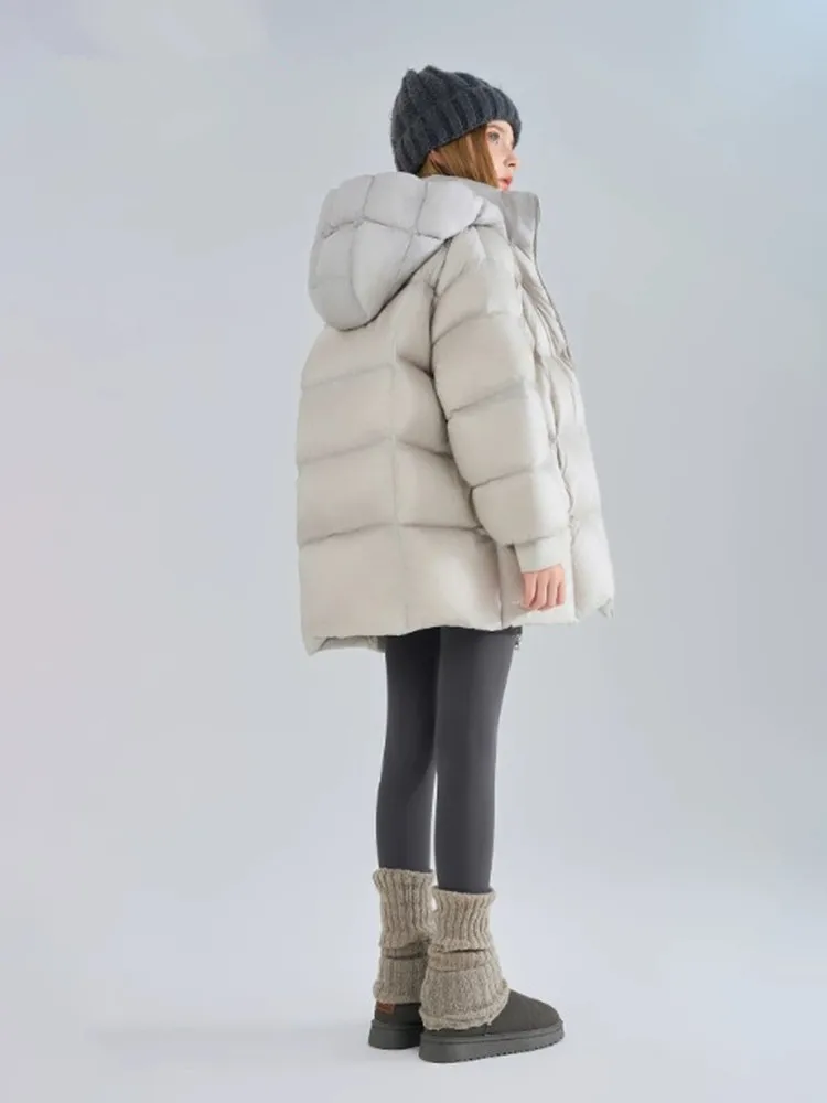 Mädchen Winter Kapuzen-Pufferjacke, mittellange, dicke, warme Kinder-Daunenjacke mit Reißverschluss, Baumwolljacke, Freizeit-Oberbekleidung für Kinder A5116 – Detail 5