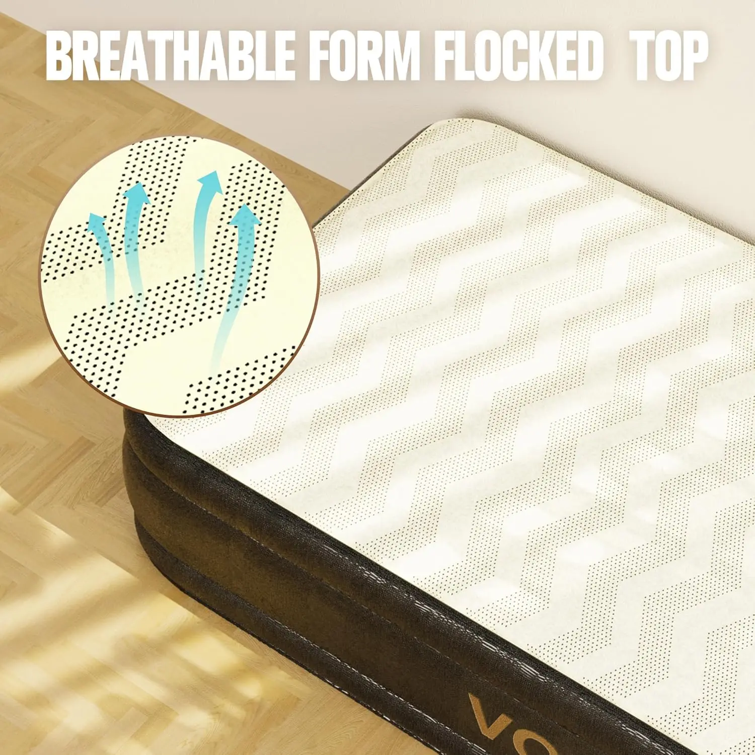 Twin Air Mattr With Built-In Pump,18'' Foam Topper Inflatable Mattress,Luxury Blow Up Mattr 2 Mins Self-Inflation/Deflation -