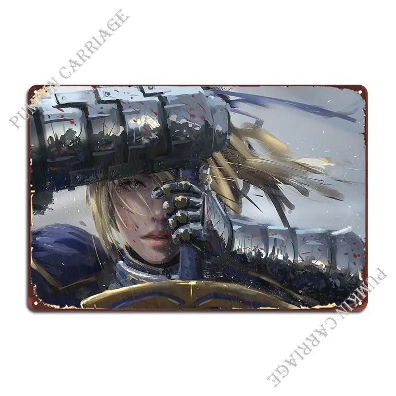 Saber Fate Stay Night Metal Sign Club Decoration Living Room Wall Cave Tin Sign Poster