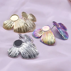6Pcs Goth Geometric stainless steel Petal Flower Stud Earrings for Women Fashion Statement Piercing Earrings Y2K Accessoriy