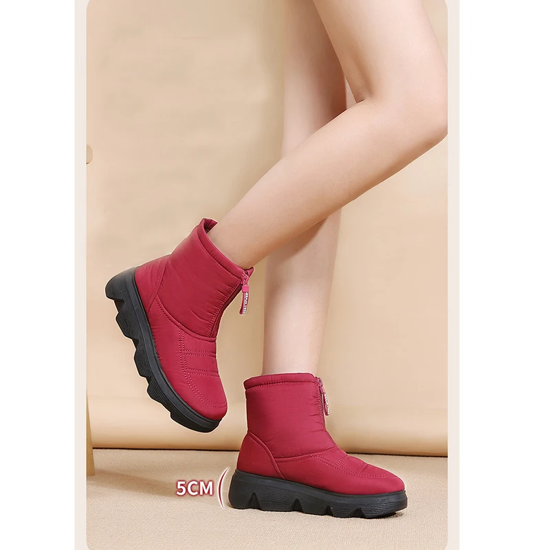 2025 Winter Shoes Women Snow Boots Height Increasing 5cm Waterproof Winter Ankle Boots Non-slip Cotton Shoes Plus Size 41 D525
