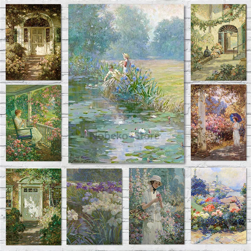 Famous Boston Floral Painter Abbott Fuller Graves Work Garden Poster Prints Canvas Painting Wall Art Pictures Home Room Decor