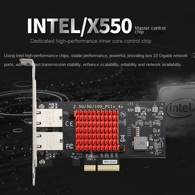 Tarjeta Ethernet Gigabit PCIe 3,0, 4x10, RJ45, puerto dual, servidor de X550-T2, tarjeta de red