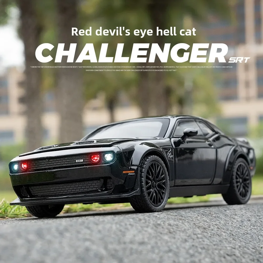 [CubeFun]1:32 Dodge Challenger Hellcat Redeye Alloy Car Model Sound and Light Collectibles Birthday Gift Children Toys