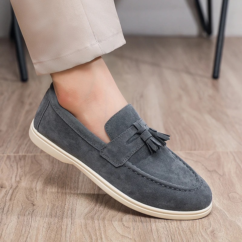 Suede Leather Loafers Luxury Mens Casual Shoes Business  display picture 3