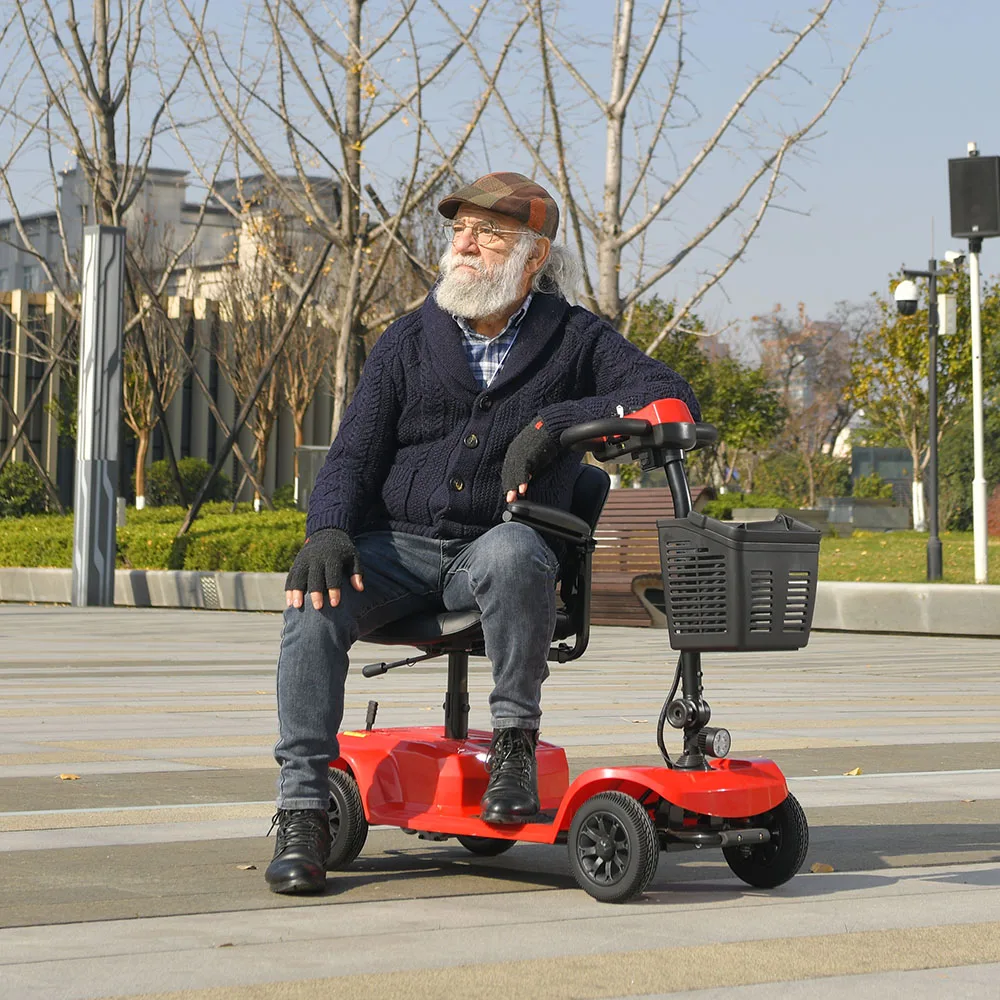 

4-колесный мобильный скутер, электрическая мобильная инвалидная коляска для пожилых людей, освещение Awith, складной и компактный дорожный скутер