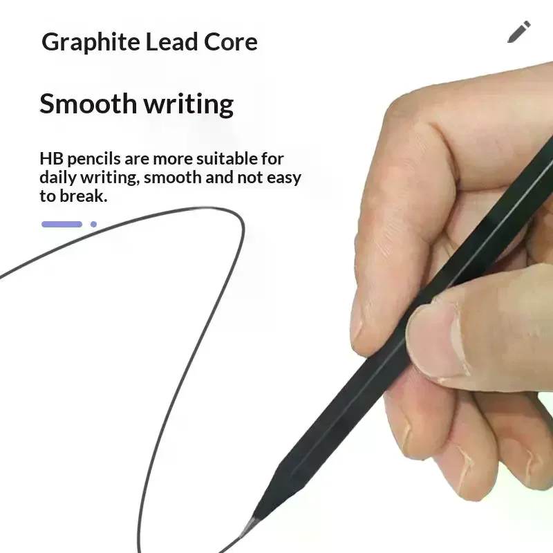 Black Wooden Pencils, HB Hexagonal Lead, Optional Writing Tools Pack. Durable For Writing During Exams 10-piece