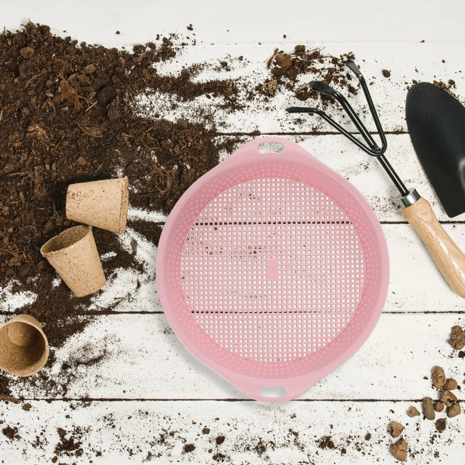 

Plastic Mesh Sieve Tool Garden Potting Soil Strainer Dirt Screen Sifter Balcony Mini Garden Safe Durable Easy Handle Gardening