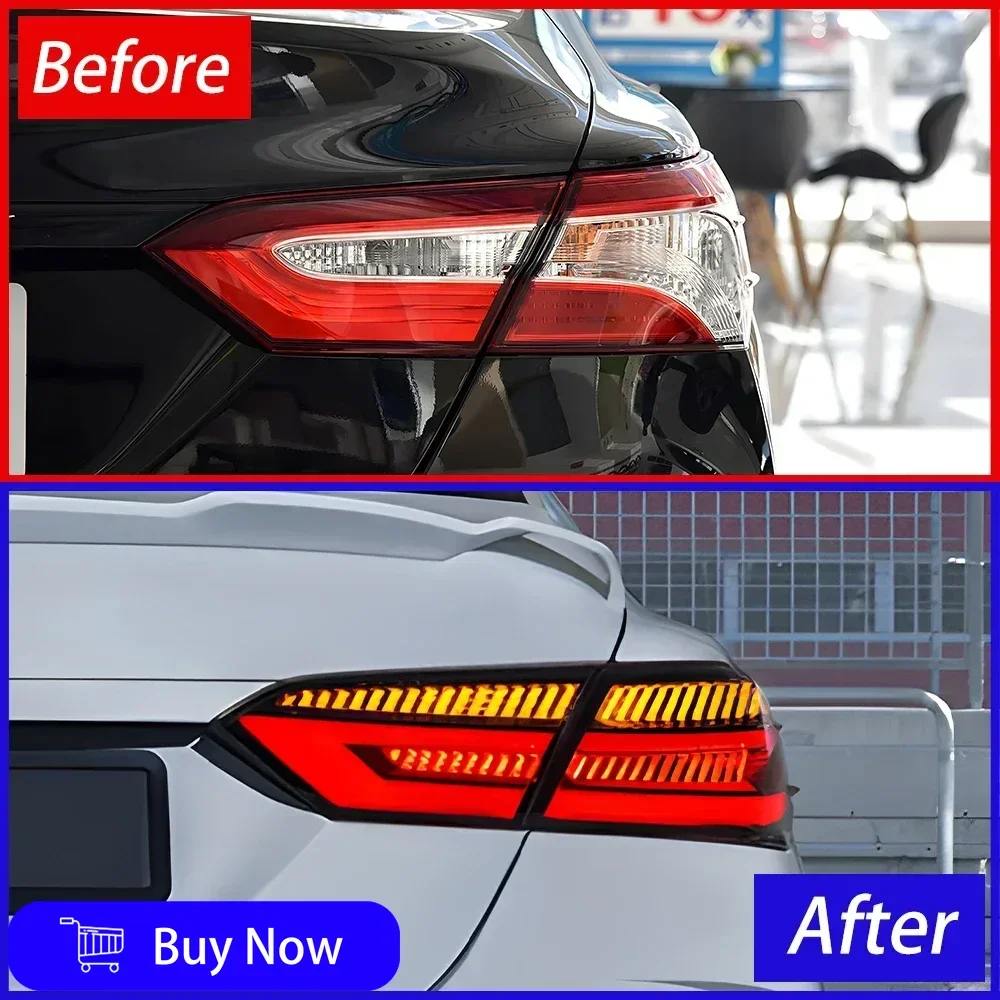 لتويوتا كامري 8th 2018-2023 مجموعة المصابيح الخلفية للسيارة مصابيح خلفية خلفية معدلة LED ملحقات إشارة الانعطاف الفرامل الديناميكية #2