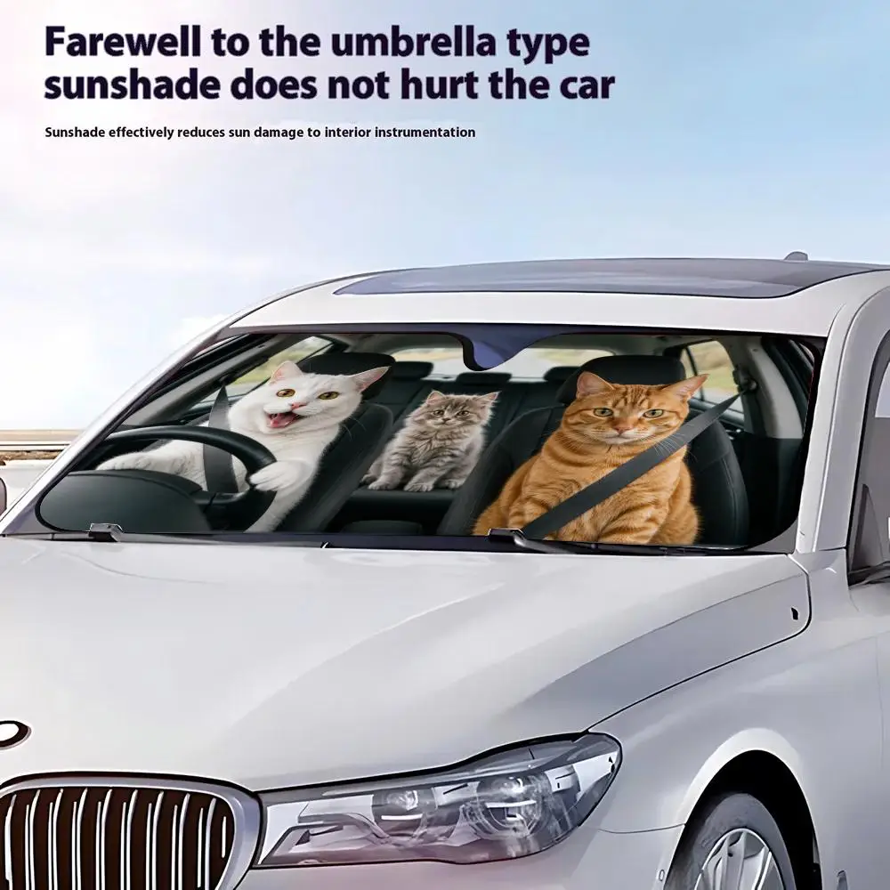 Adorable Kittens Sun Visor Retractable Car Sun Visor Anti-Glare UV Protection Front Window Sunshade