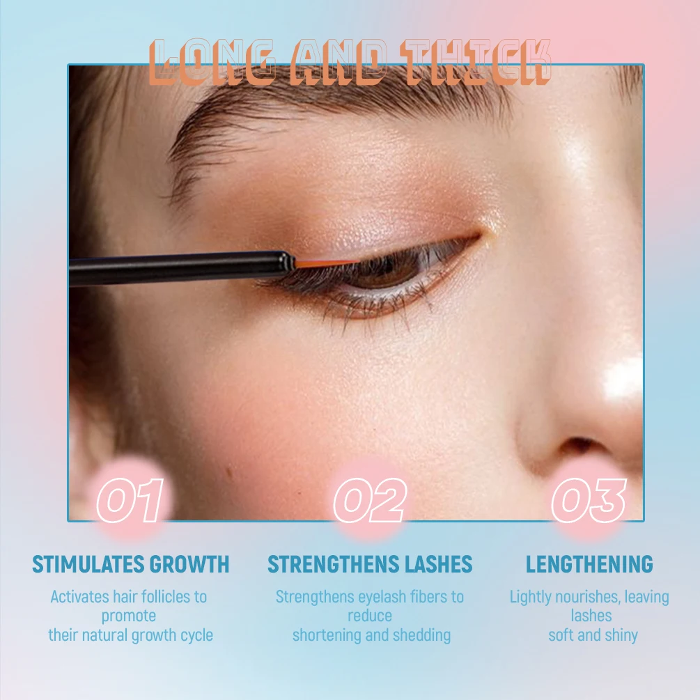 QIBEST Fast Eyelash Growth Serum Natural Eyebrow Eyelash Volume Thicker Lengthening Lashes Mascara Extension Eyelash Brow Serum