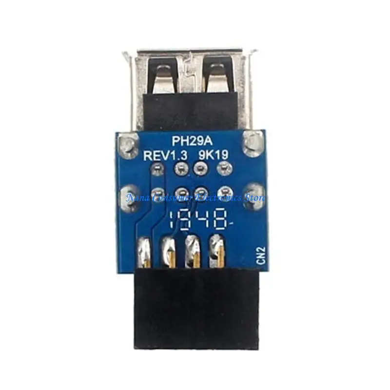 G7NE 9Pin USB 2.0 Female Converter Adaptor Dual Port USB Motherboard Header Adapter - Dual Layer PH29A Type for PC