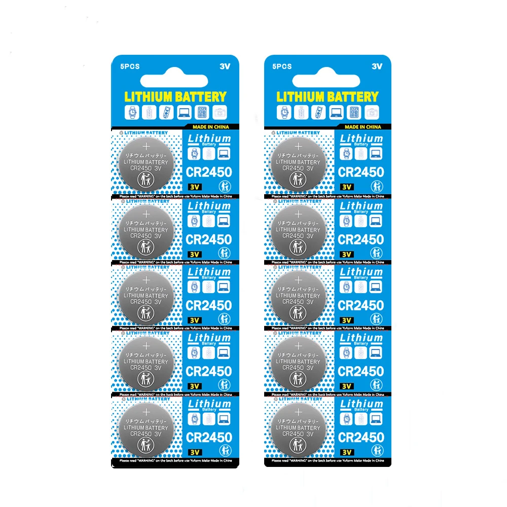 5-50Pcs CR2450 580mAh Buttom Battery DL2450 BR2450 KCR2450 LM2450 3V Coin Cells For Car Key Remote Control Watch