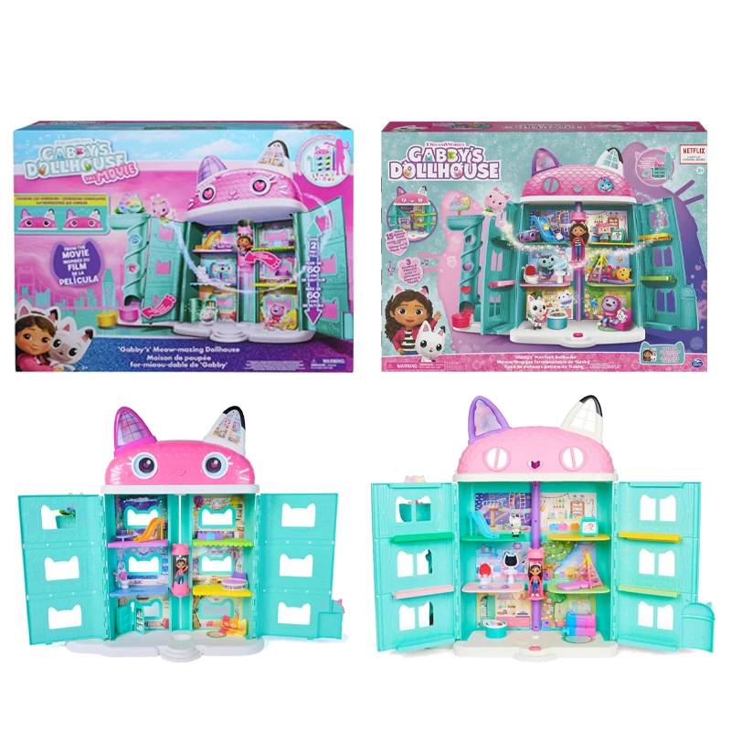

Gabby's Dollhouse The Movie Purrfect Dollhouse Playset Luxury Chateau Villa with Sound Girls Play House Toys Birthday Gift Set