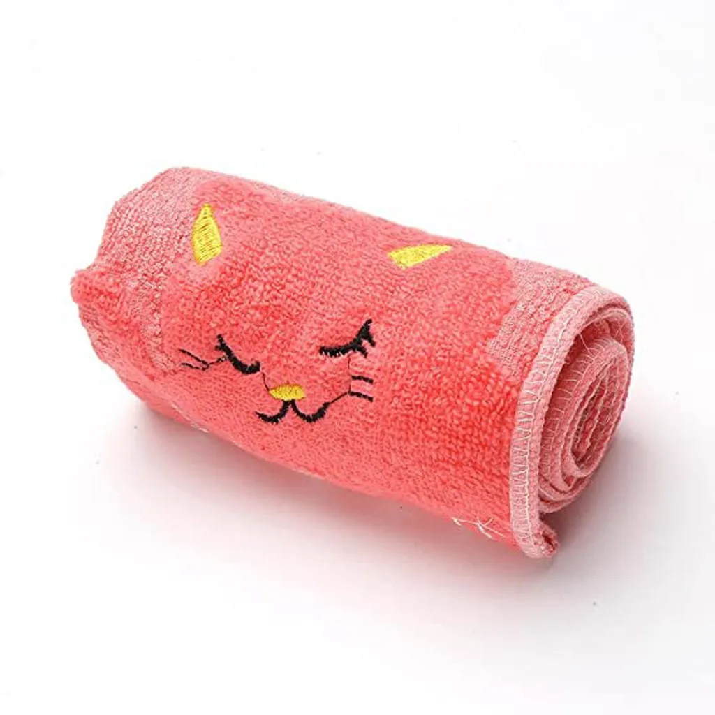 Soft Children Baby Towel Washcloth Bathing Feeding Cartoon Cat Cotton Towel for Newborn Infant Handkerchief Shower Cloth