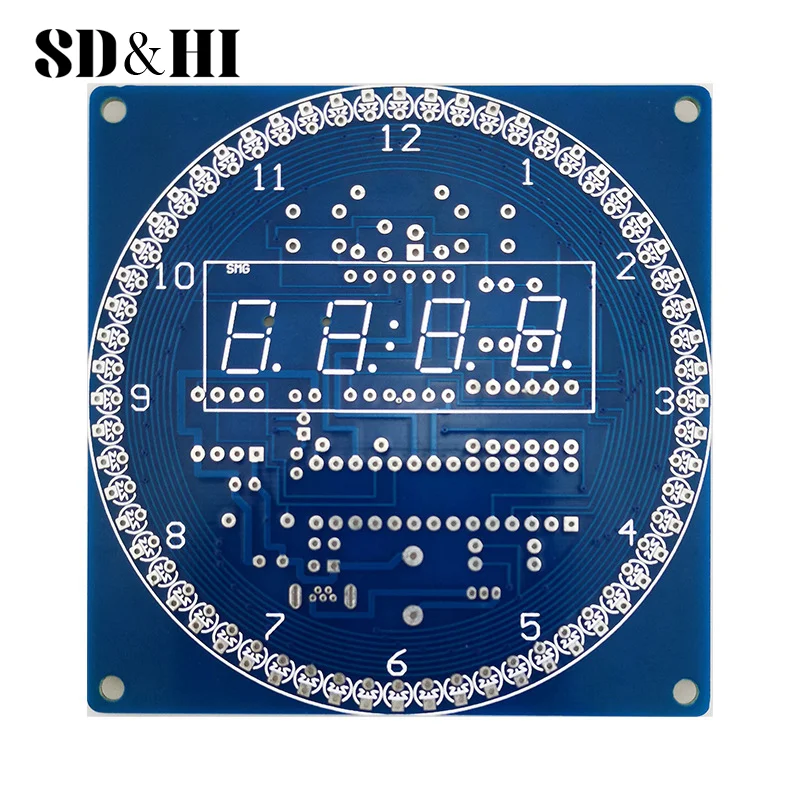 DIY Rotating Digital LED Display Module Alarm Electronic Digital Clock Kit 51 SCM Learning Board LED Light-controlled Alarm